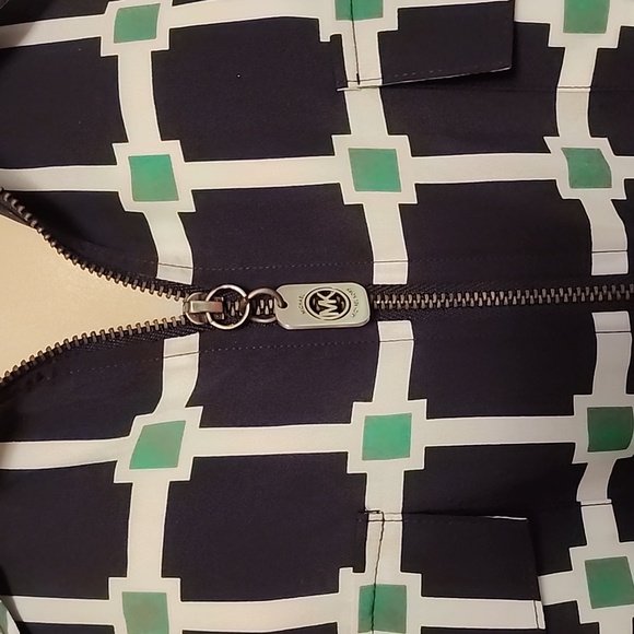 NWOT MICHAEL KORS FULL ZIP BLOUSE Unique Print - Picture 3 of 12